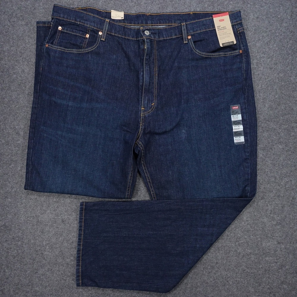 Levi's 559 Relaxed Straight Jeans Men 48x32 Big & Tall Stretch Dark Wash Blue